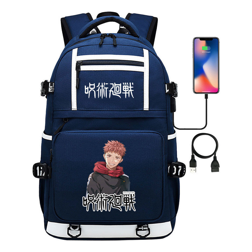 Printed Usb Youth Student School Bag Men's And Women's Backpack Leisure Travel Bag