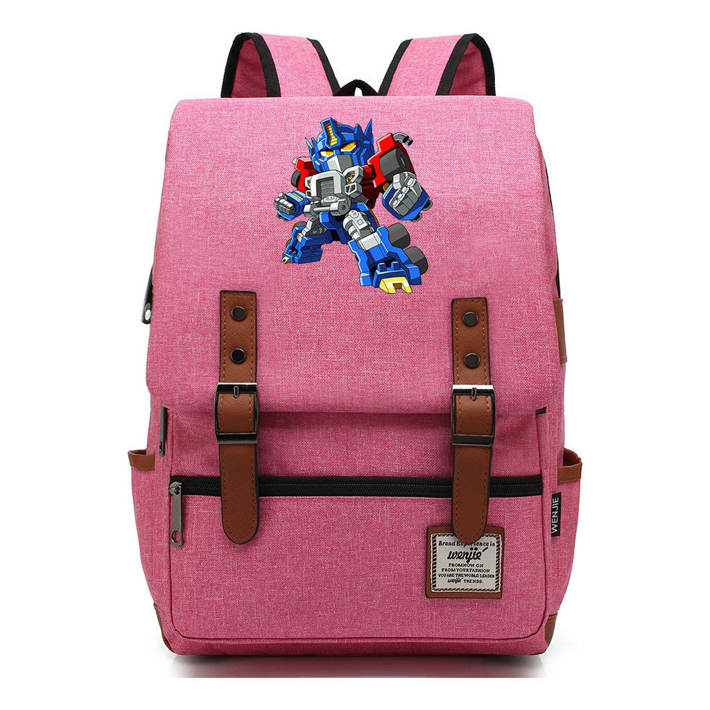 Transformed Mecha Printed Student Backpack For Men And Women's Leisure Backpack