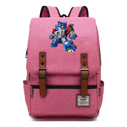 Transformed Mecha Printed Student Backpack For Men And Women's Leisure Backpack