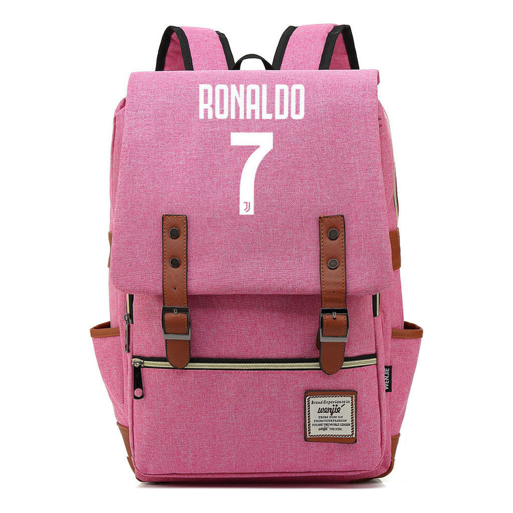 Football Star Cristiano Ronaldo Printed Student Backpack For Men And Women's Casual Classic Backpack