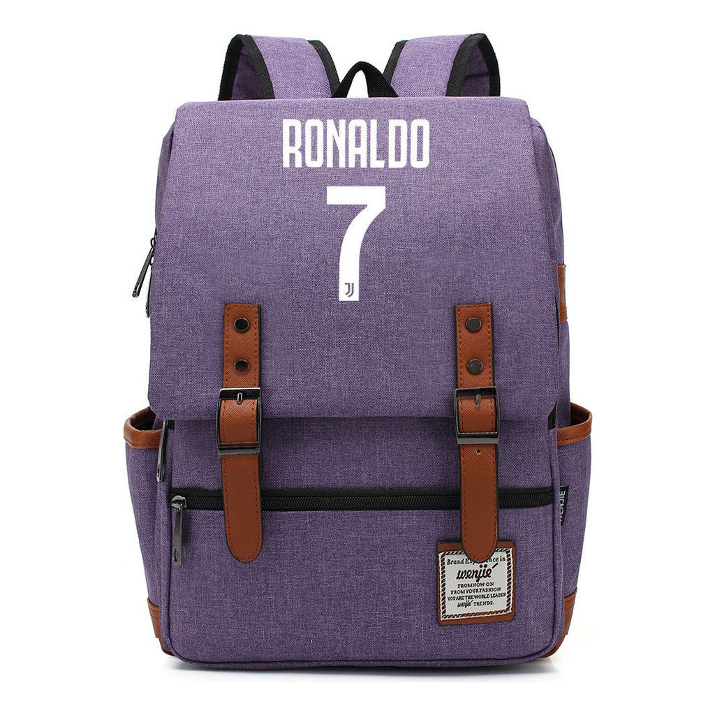 Football Star Cristiano Ronaldo Printed Student Backpack For Men And Women's Casual Classic Backpack