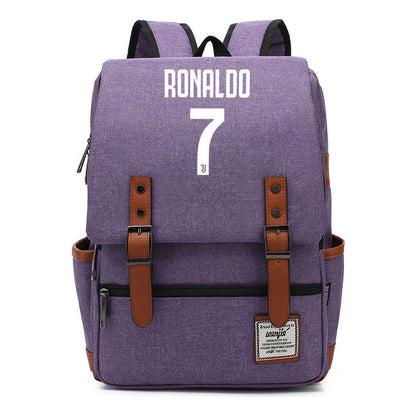 Football Star Cristiano Ronaldo Printed Student Backpack For Men And Women's Casual Classic Backpack