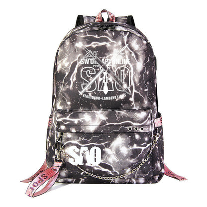 Sword God Domain Printed Usb Youth Student Backpack For Men And Women's Leisure Travel Backpack