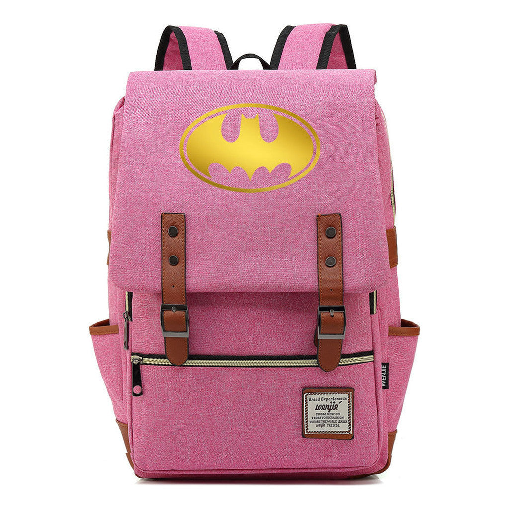 Golden Hero Batman Printed Youth Student School Bag Casual Belt Buckle Classic Backpack