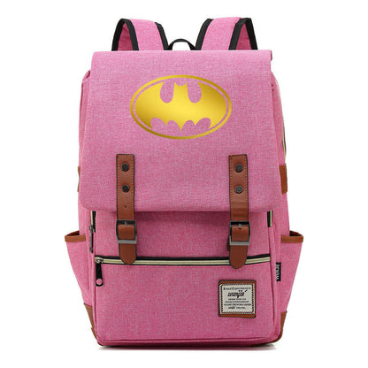 Golden Hero Batman Printed Youth Student School Bag Casual Belt Buckle Classic Backpack