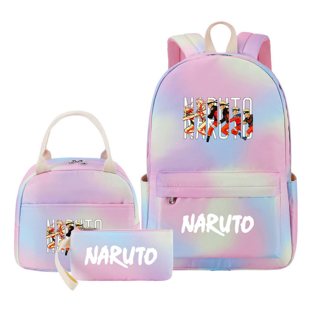 Naruto Student Girl Backpack Lunch Bag Three Piece Set Backpack Set