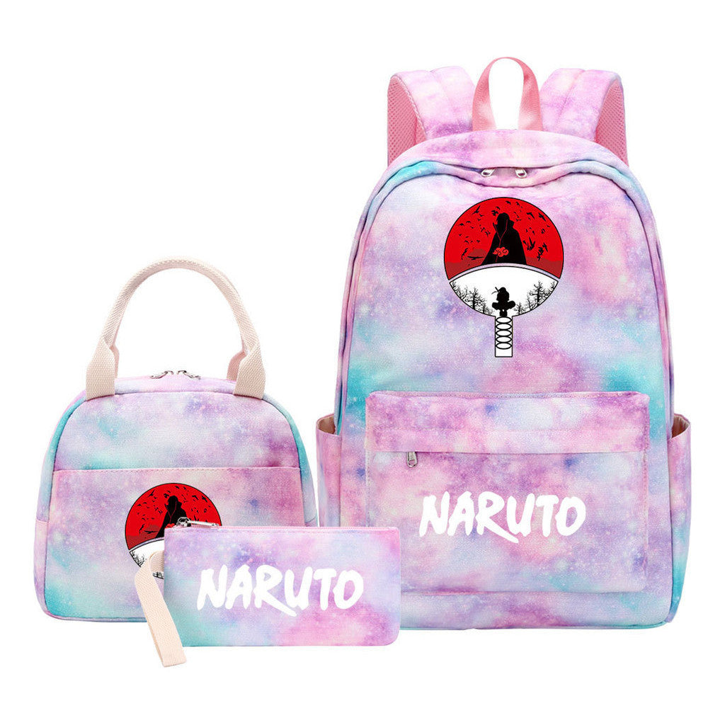 Naruto Student Girl Backpack Lunch Bag Three Piece Set Backpack Set