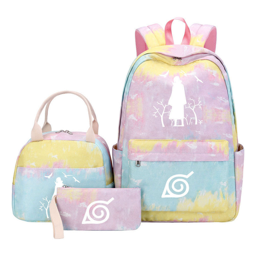 Naruto Teenage Student Girls School Bag Lunch Bag Three Piece Set Backpack Set