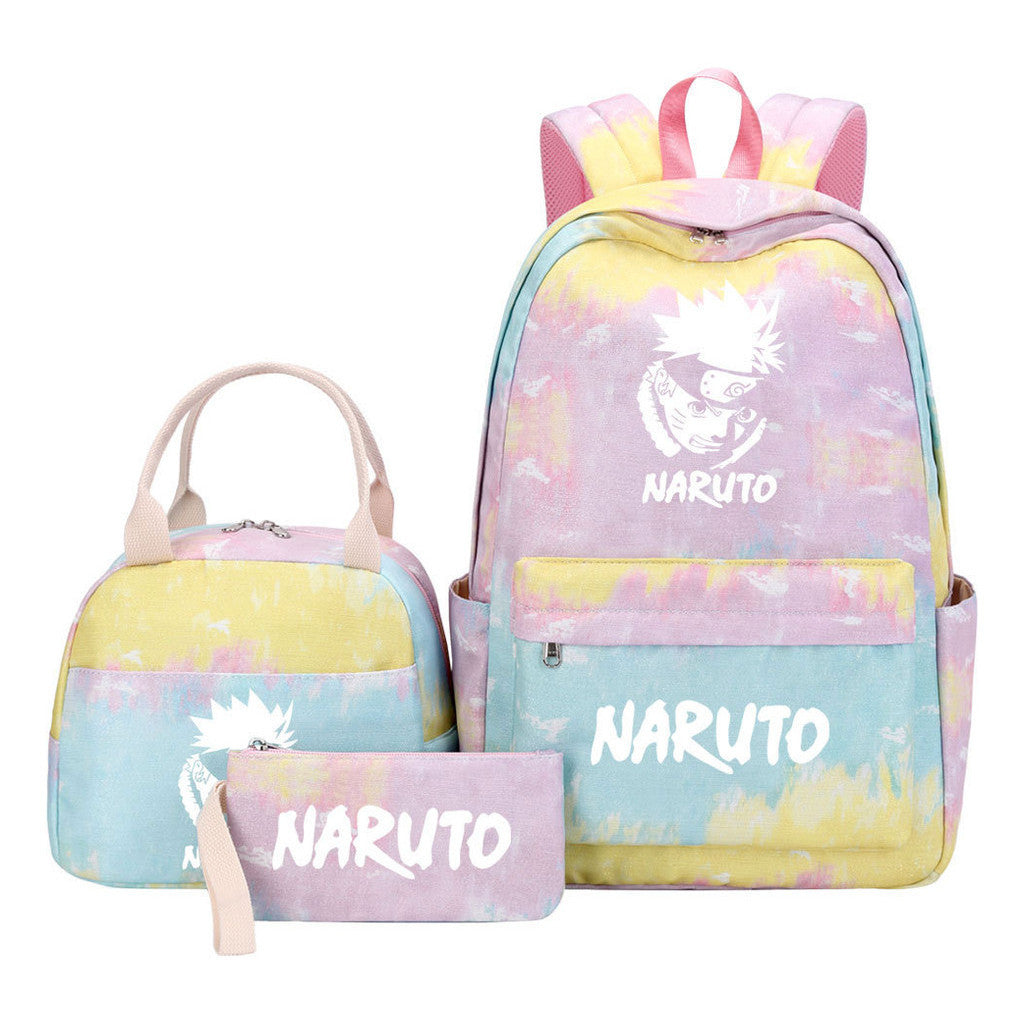 Naruto Teenage Student Girls School Bag Lunch Bag Three Piece Set Backpack Set