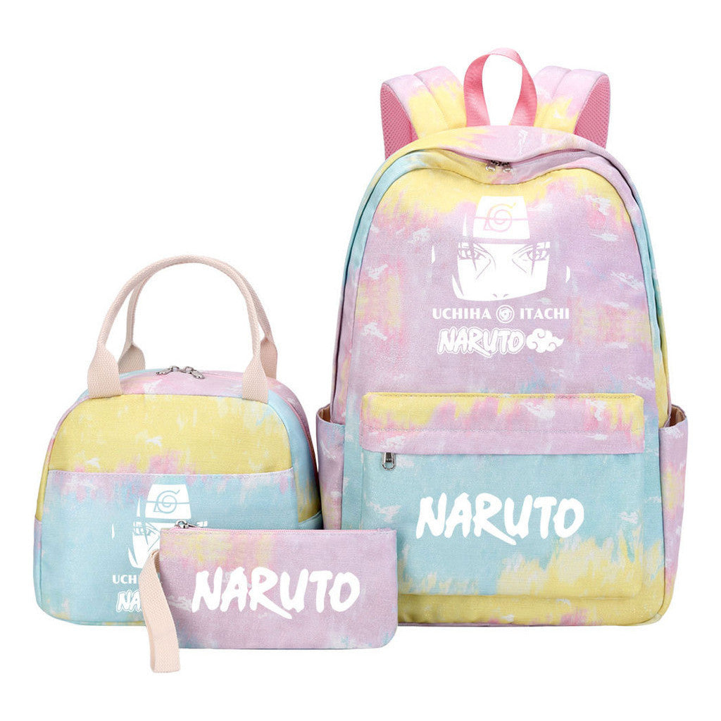 Naruto Teenage Student Girls School Bag Lunch Bag Three Piece Set Backpack Set