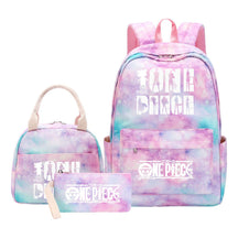 Cartoon Pirate King Youth Student Girls School Bag Lunch Bag Three Piece Set Backpack Set