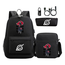 Naruto Usb Password Lock Youth Student Backpack Three Piece Set For Men And Women Backpack Set