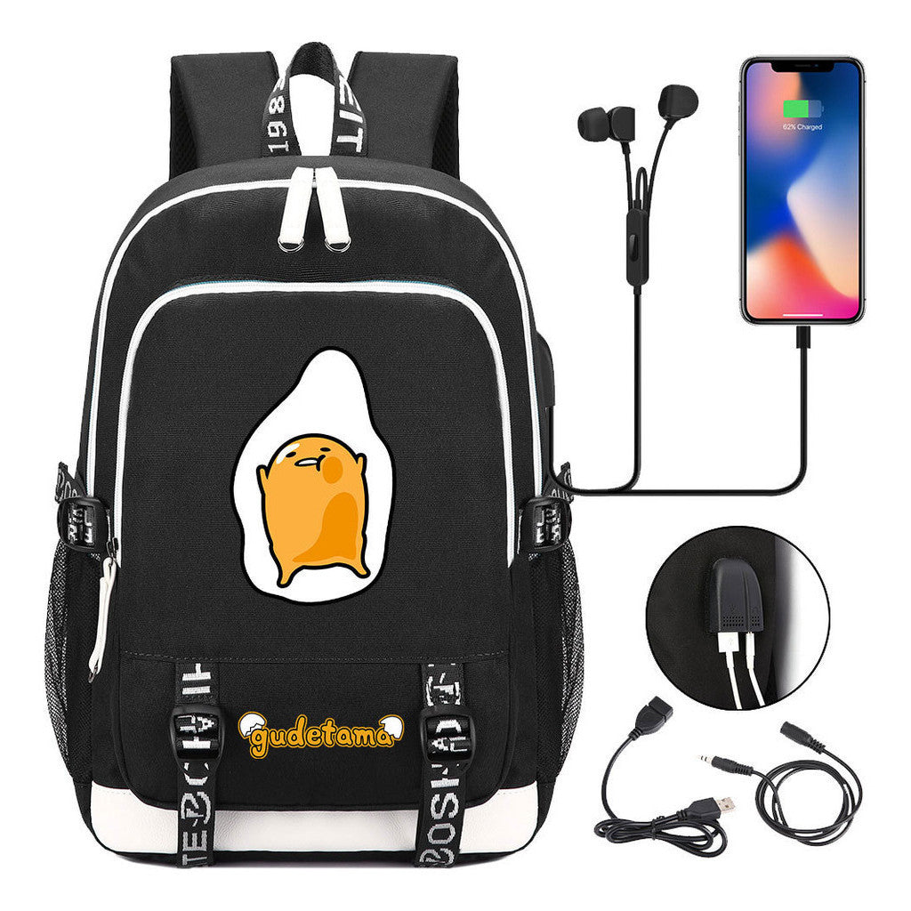 Comic Egg Yolk Lazy Egg Teenage Student Backpack Usb Boys And Girls Casual Backpack