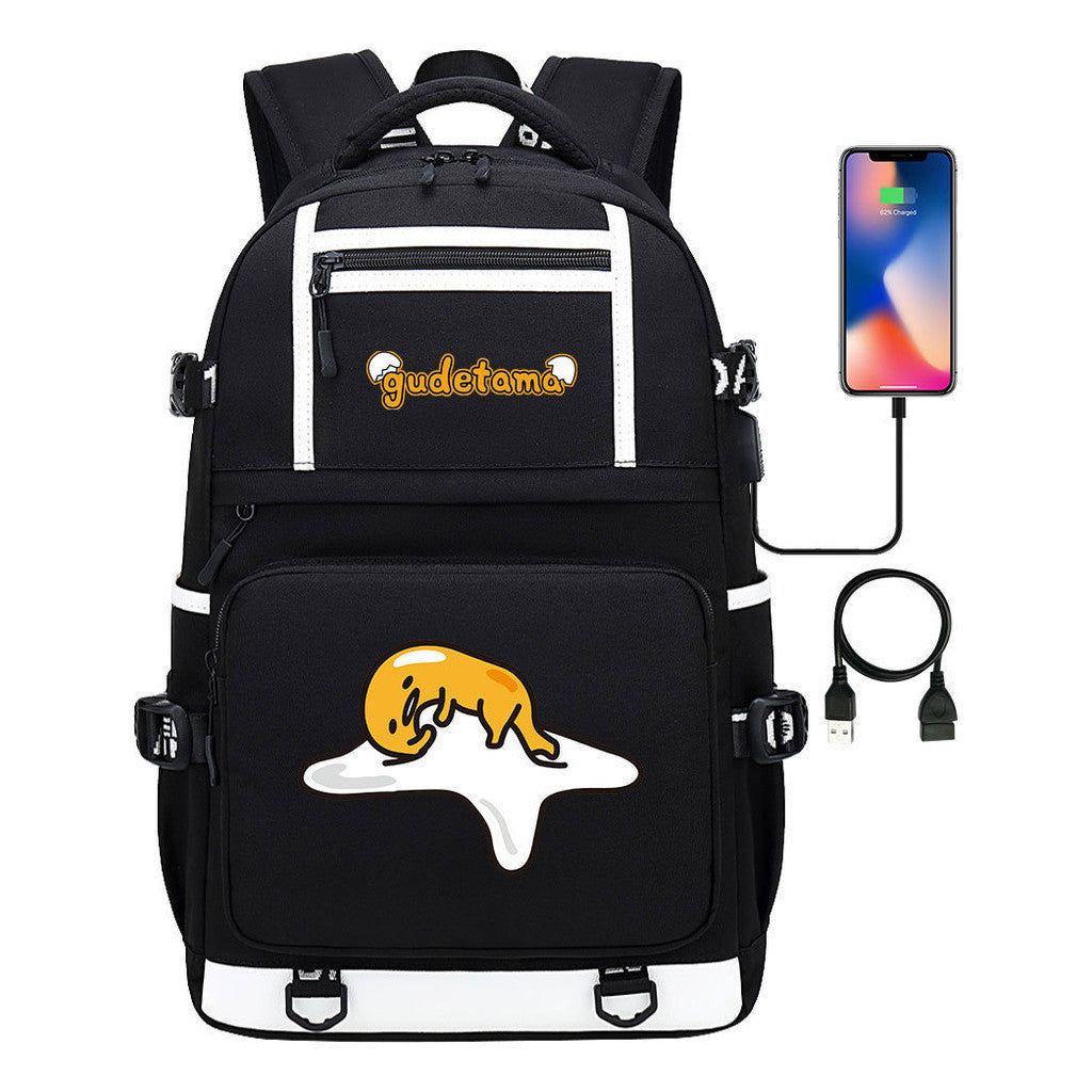 Cartoon Cartoon Lazy Egg Usb Student Backpack Backpack Leisure Travel Bag