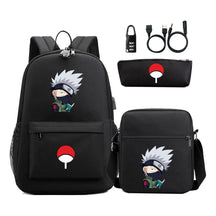 Naruto Usb Password Lock Youth Student Backpack Three Piece Set Backpack Set