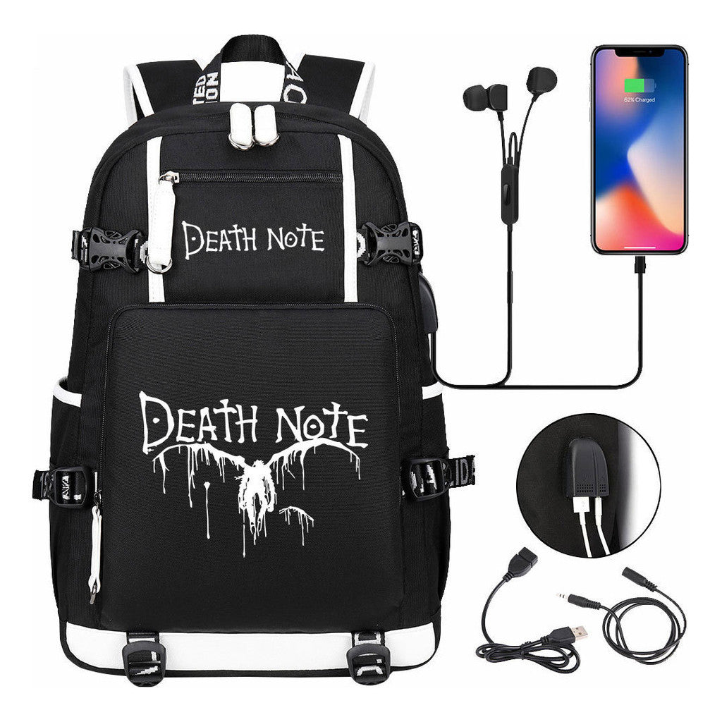 Death Note Usb Large Capacity Youth Student Backpack For Boys And Girls Leisure Travel Backpack