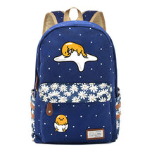 Cartoon Lazy Egg Printed Youth Student School Bag Fragmented Flower Boys And Girls Backpack