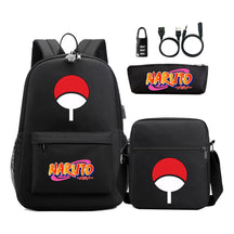Naruto Usb Password Lock Youth Student Backpack Three Piece Set For Men And Women Backpacks
