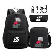 Naruto Usb Password Lock Backpack Three Piece Set For Men And Women Backpack Set