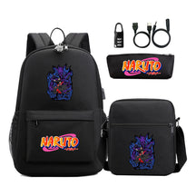 Naruto Usb Password Lock Youth Student Backpack Three Piece Set For Men And Women Backpacks
