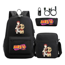 Naruto Usb Password Lock Youth Student Backpack Three Piece Set Backpack Set