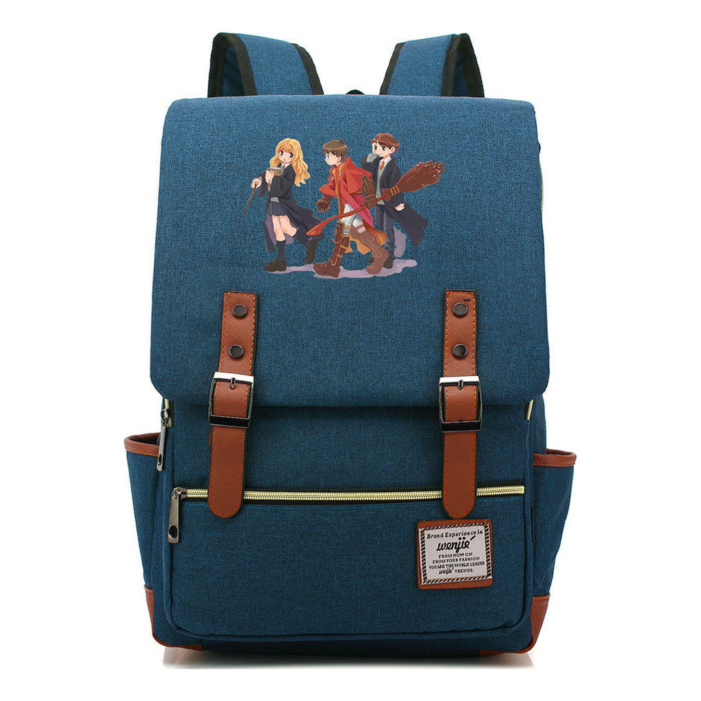 School Of Witchcraft And Wizardry Printed Youth Student School Bag Casual Belt Buckle Classic Backpack