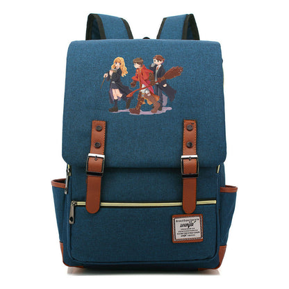 School Of Witchcraft And Wizardry Printed Youth Student School Bag Casual Belt Buckle Classic Backpack