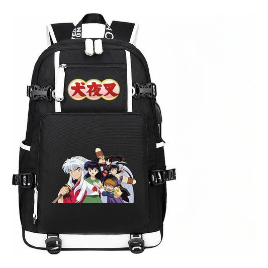 Anime Dog Yaksha Usb Earbuds Youth Student Backpack Travel Backpack