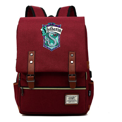 School Of Witchcraft And Wizardry Student Backpack Usb Men's And Women's Leisure Belt Buckle Backpack