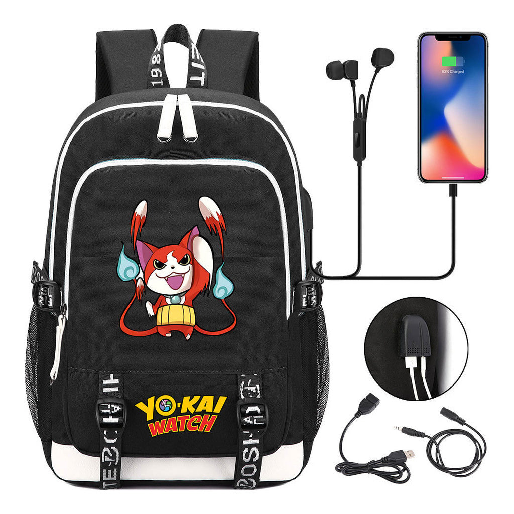 Anime Monster Watch Student School Bag Usb Men's And Women's Leisure Backpack