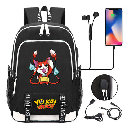 Anime Monster Watch Student School Bag Usb Men's And Women's Leisure Backpack