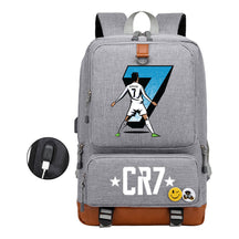 Football Star Cristiano Ronaldo Printed Usb Youth Primary And Secondary School Backpack For Boys And Girls Leisure Travel Backpack