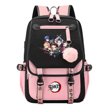 Cartoon Fashion Usb Youth Student Backpack Boy's And Girl's Leisure Ribbon Flip Backpack