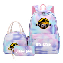 Jurassic Park Dinosaur Youth Student Girls School Bag Lunch Bag Three Piece Set Backpack Set