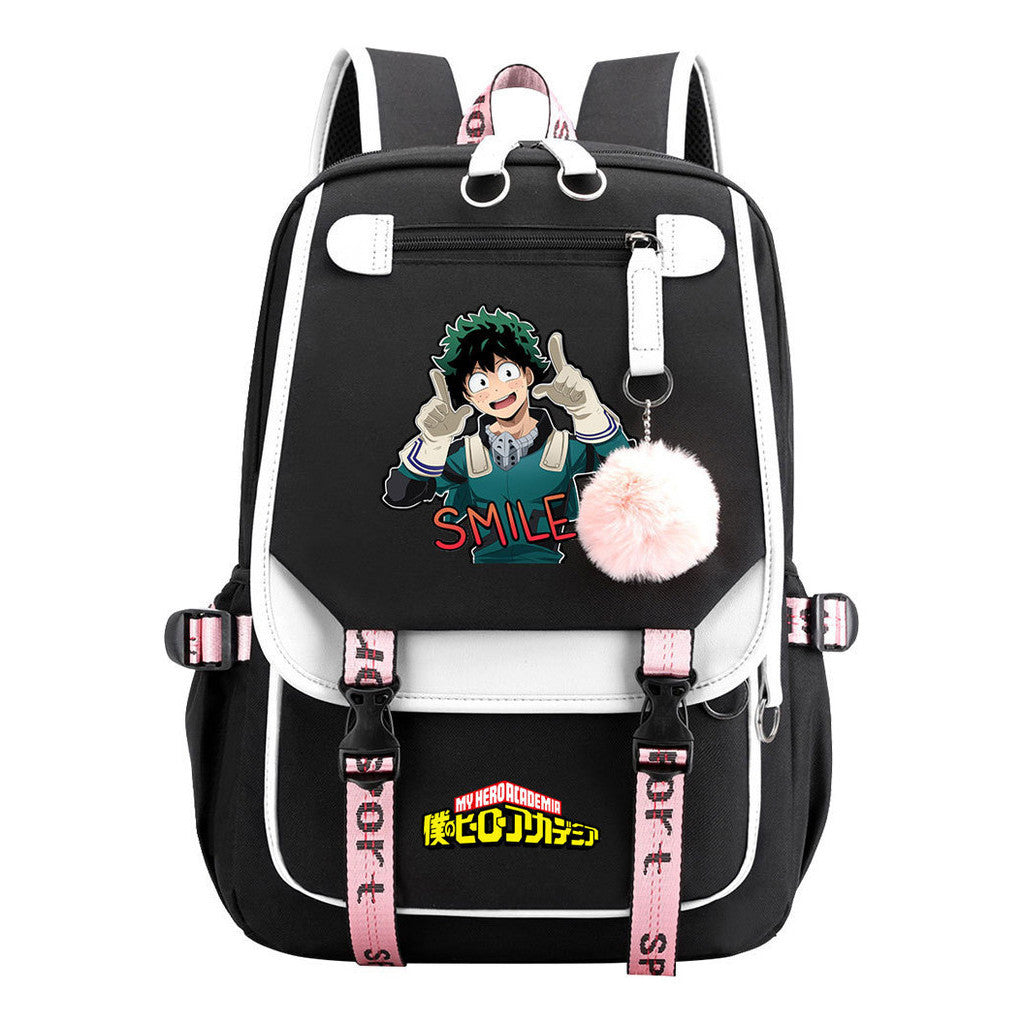 Comics My Heroes Academy Usb Youth Student Backpack Men's And Women's Leisure Ribbon Flip Backpack