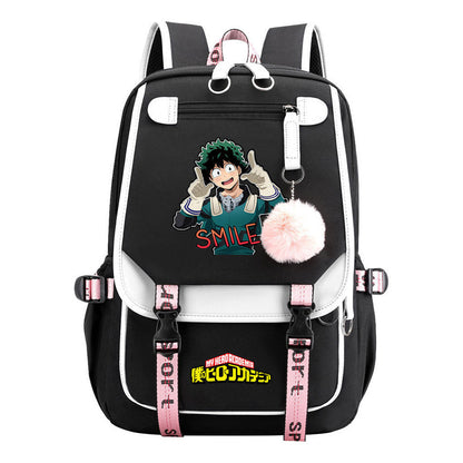 Comics My Heroes Academy Usb Youth Student Backpack Men's And Women's Leisure Ribbon Flip Backpack