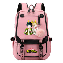 My Heroes Academy Usb Student Backpack, Casual Woven Strap Flip Back Backpack