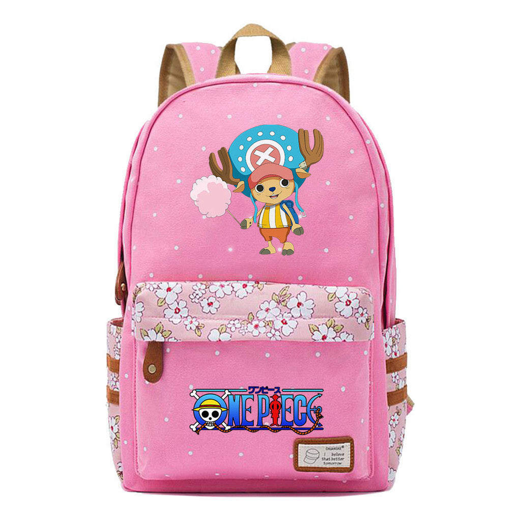 Anime Pirate Wang Lufei Printed Book Bag Fragmented Flower Leisure Backpack