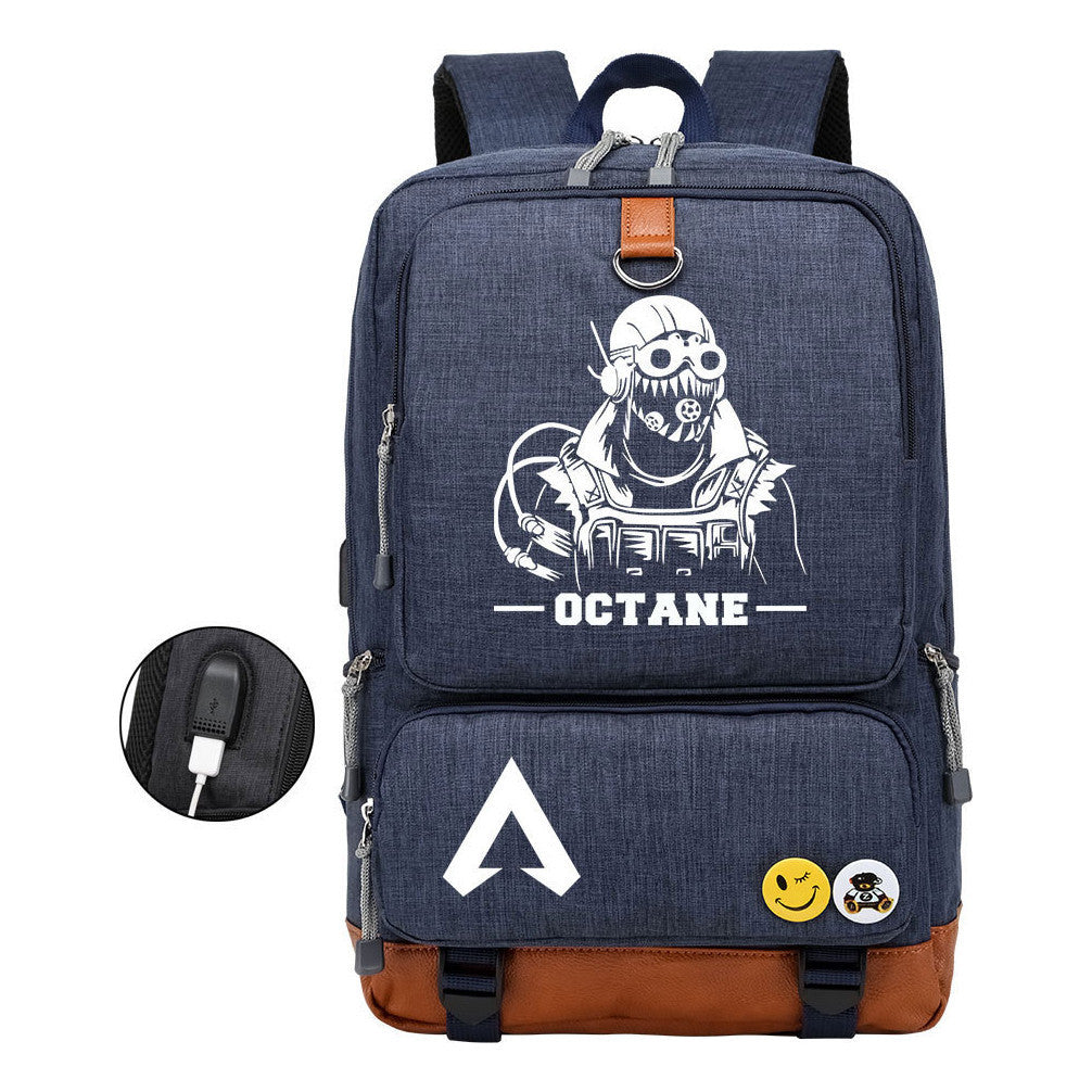Apex Hero Print Usb Student Backpack For Leisure Travel Backpack