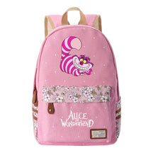 Anime Cartoon Cheshire Cat Print Student Backpack, Floral Casual Backpack