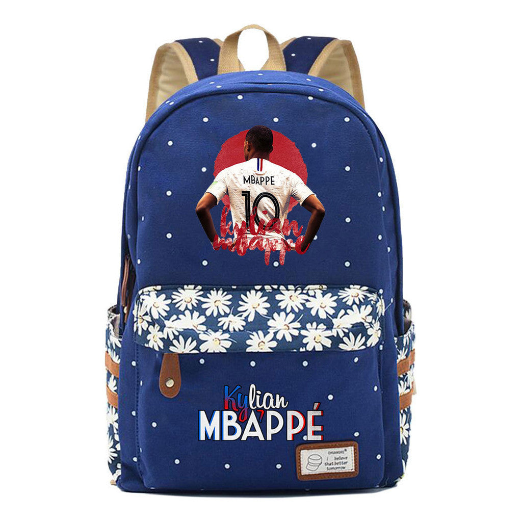 Football Star Mbappe Printed Teenage Girl Student Backpack, Fashionable And Casual Backpack