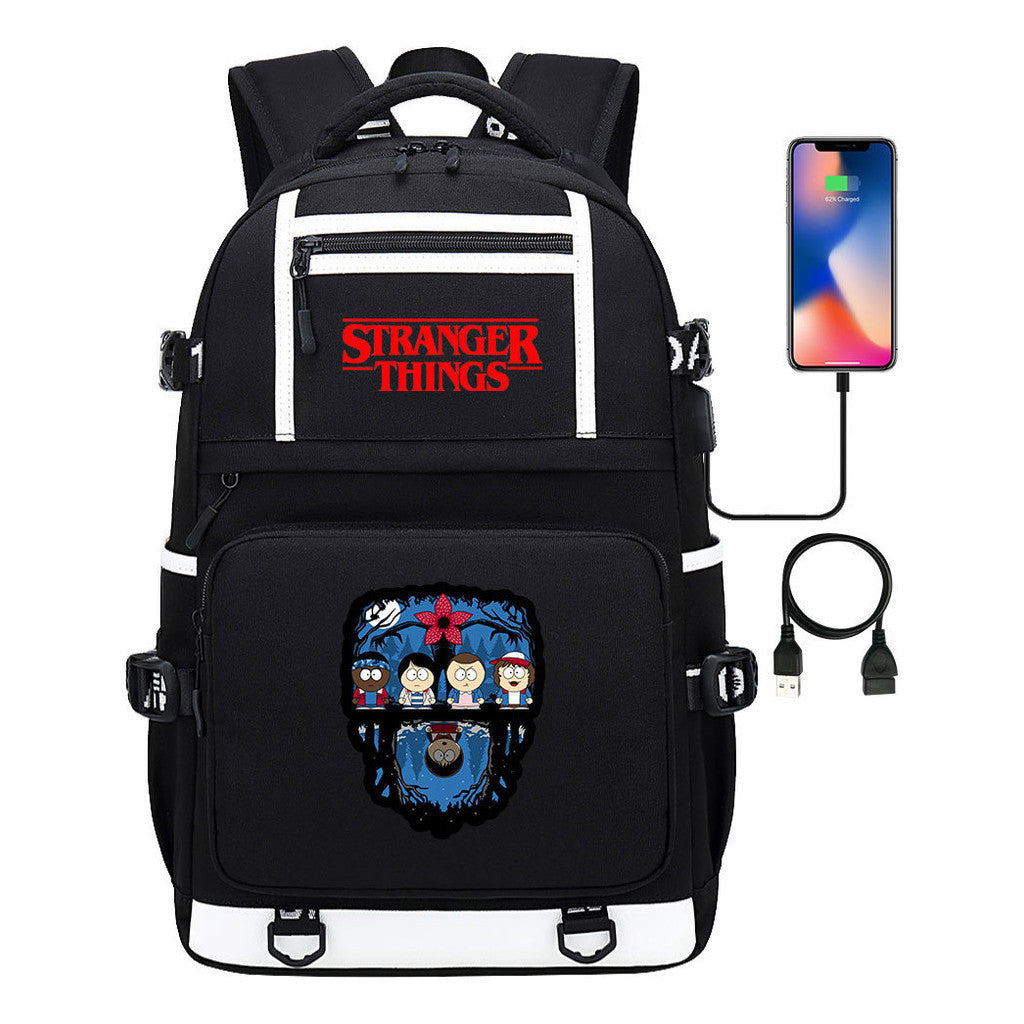 Printed Usb Youth Student Backpack For Men And Women's Leisure Travel Backpack