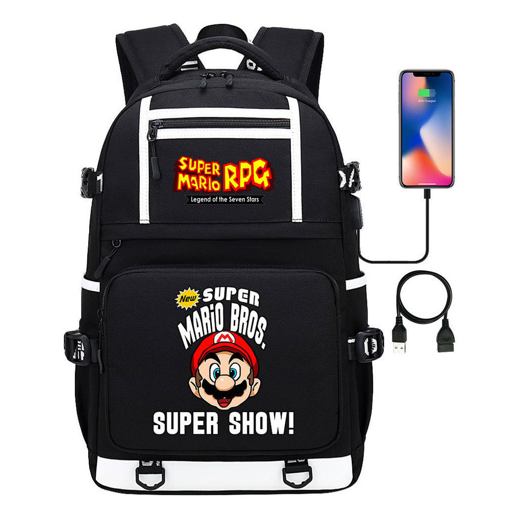 Super Mario Printed Backpack For Men And Women, Casual Travel Backpack