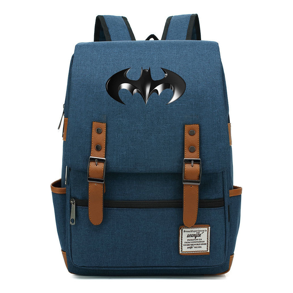 Superhero Batman Print Student Backpack Casual Belt Buckle Classic Backpack