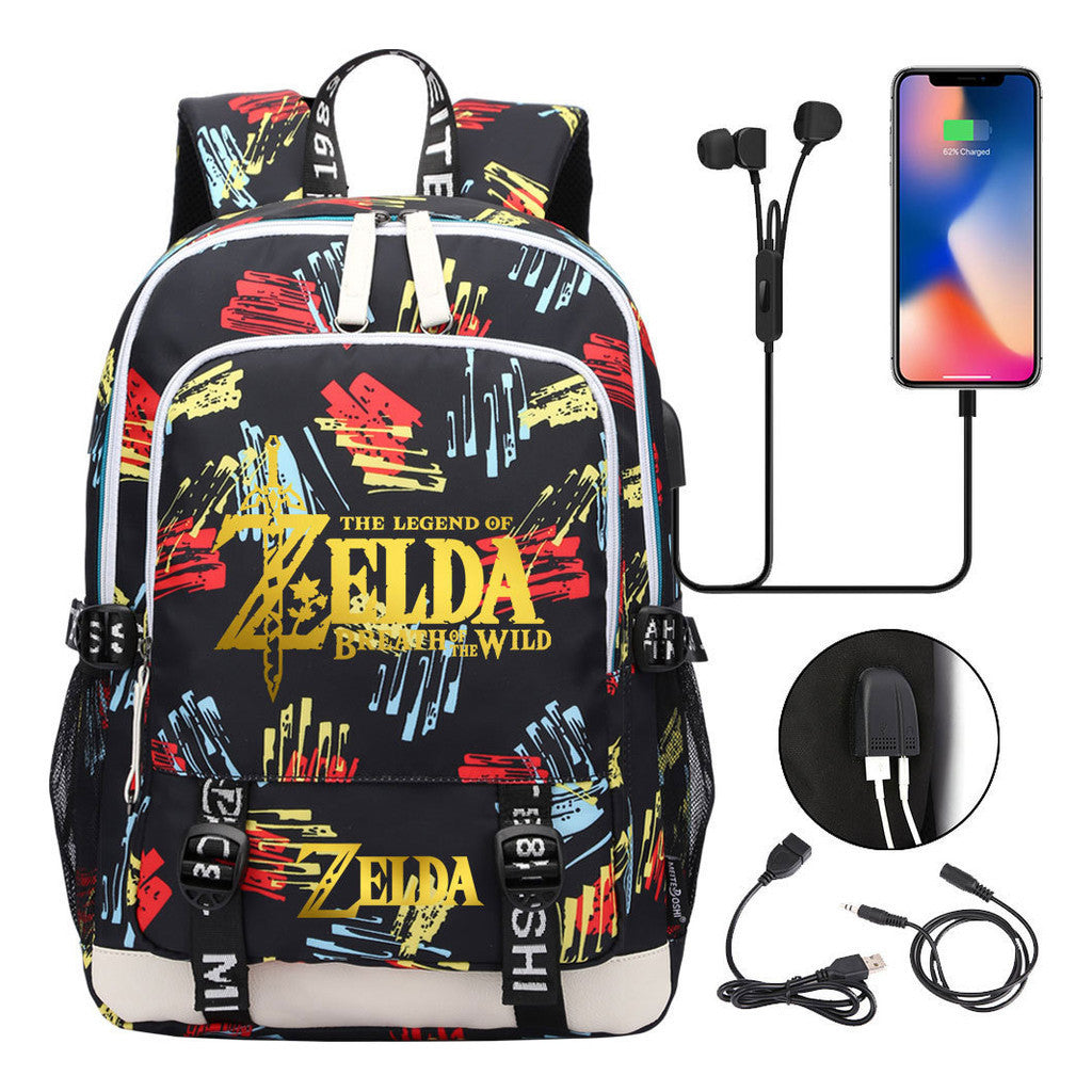 Golden Selda Kingdom Tears Usb Youth Student Backpack Men's And Women's Leisure Sports Backpack