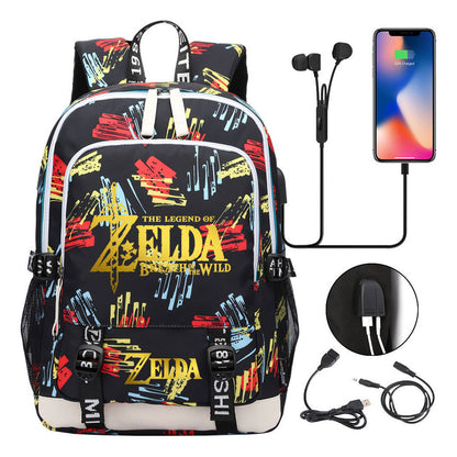 Golden Selda Kingdom Tears Usb Youth Student Backpack Men's And Women's Leisure Sports Backpack
