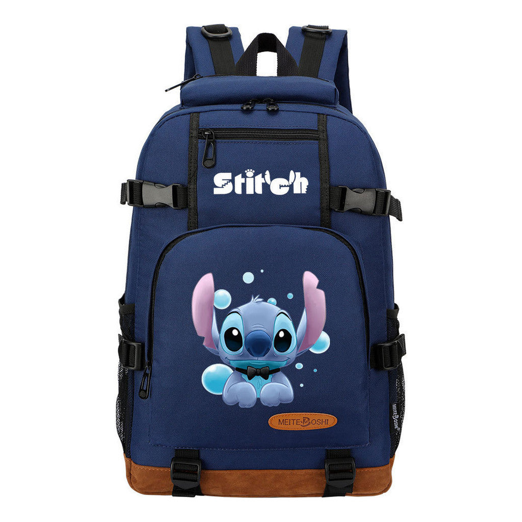Anime Star Baby Stitch Printed Student Backpack Men And Women's Leisure Travel Backpack