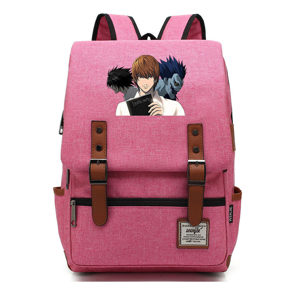 Manga Death Note Youth Student School Bag Men's And Women's Leisure Belt Buckle Backpack