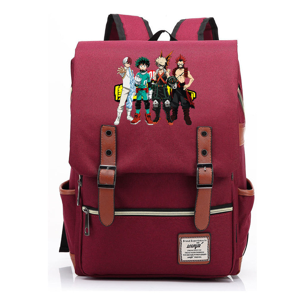 Anime My Heroes Academy Printed Youth Student Backpack Men's And Women's Leisure Belt Buckle Classic Backpack