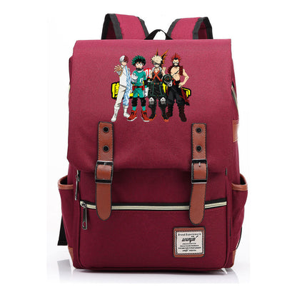 Anime My Heroes Academy Printed Youth Student Backpack Men's And Women's Leisure Belt Buckle Classic Backpack